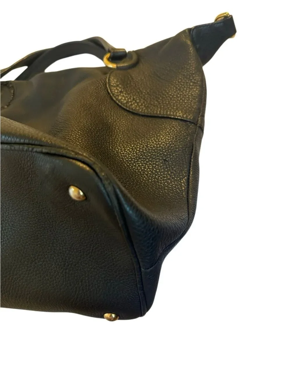 Gucci Black Leather Double-Handle Satchel with Gold Hardware